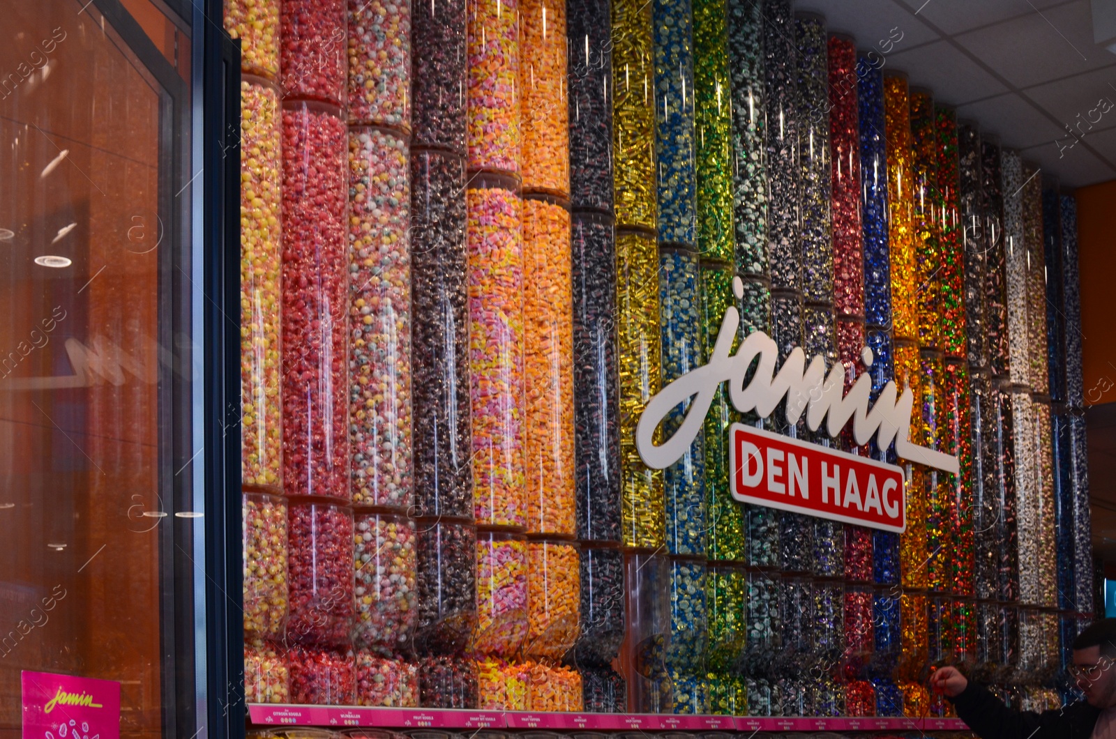 Photo of Hague, Netherlands - May 2, 2022: Many colorful sweets in Jamin candy store