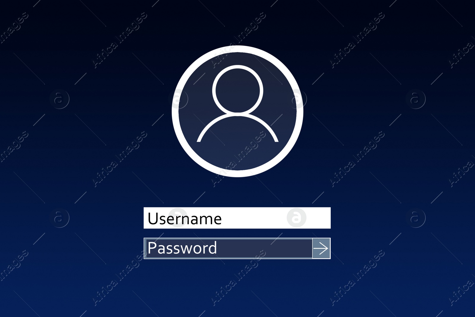 Illustration of Blocked screen of gadget with line for password, illustration. Cyber security