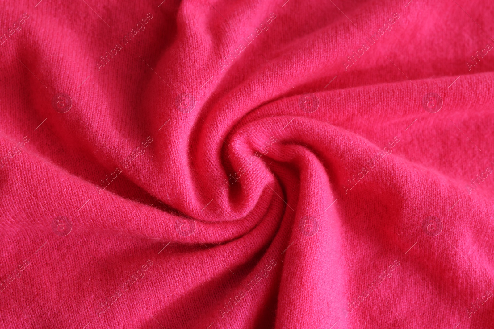 Photo of Beautiful pink fabric as background, top view