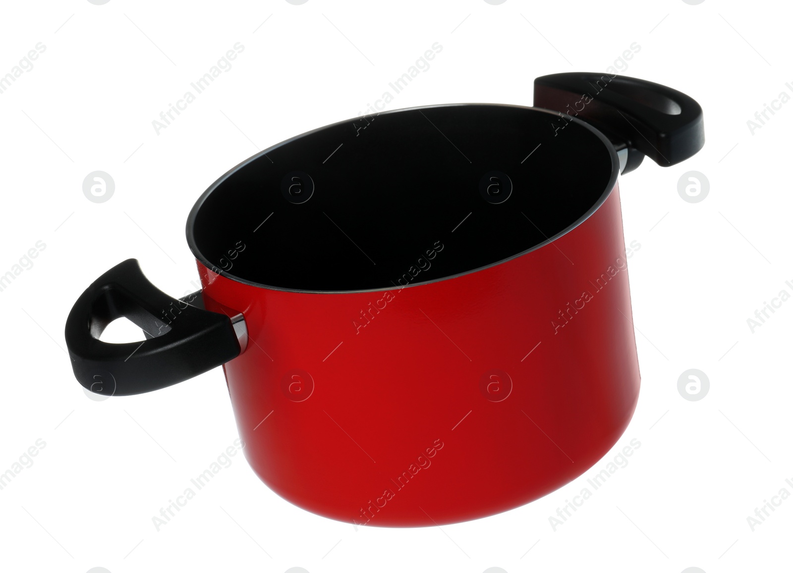 Photo of Clean saucepan isolated on white. Modern cookware