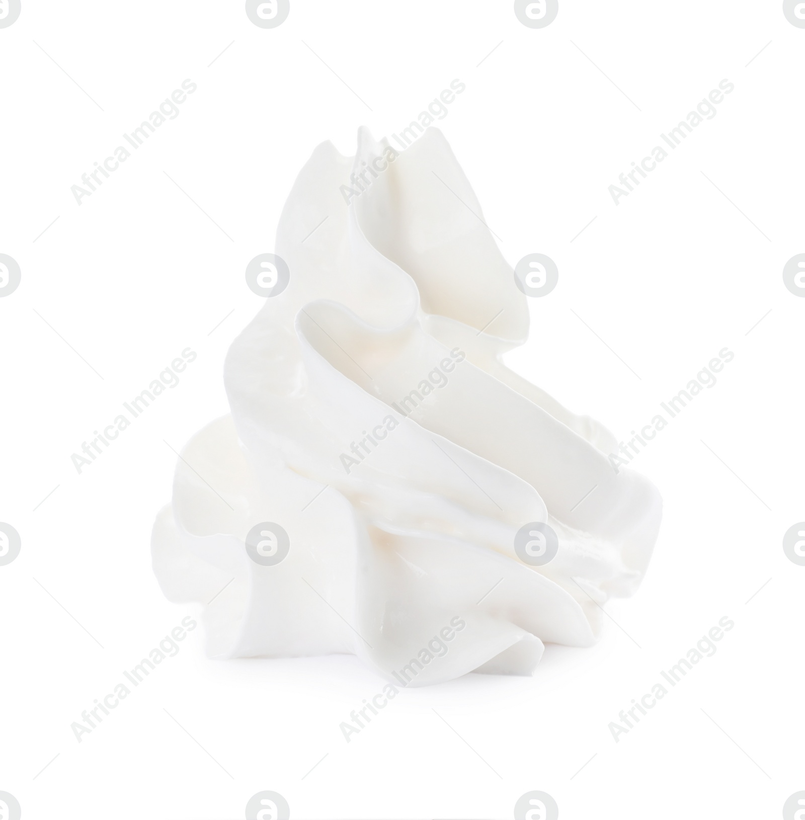 Photo of Delicious whipped cream swirl isolated on white