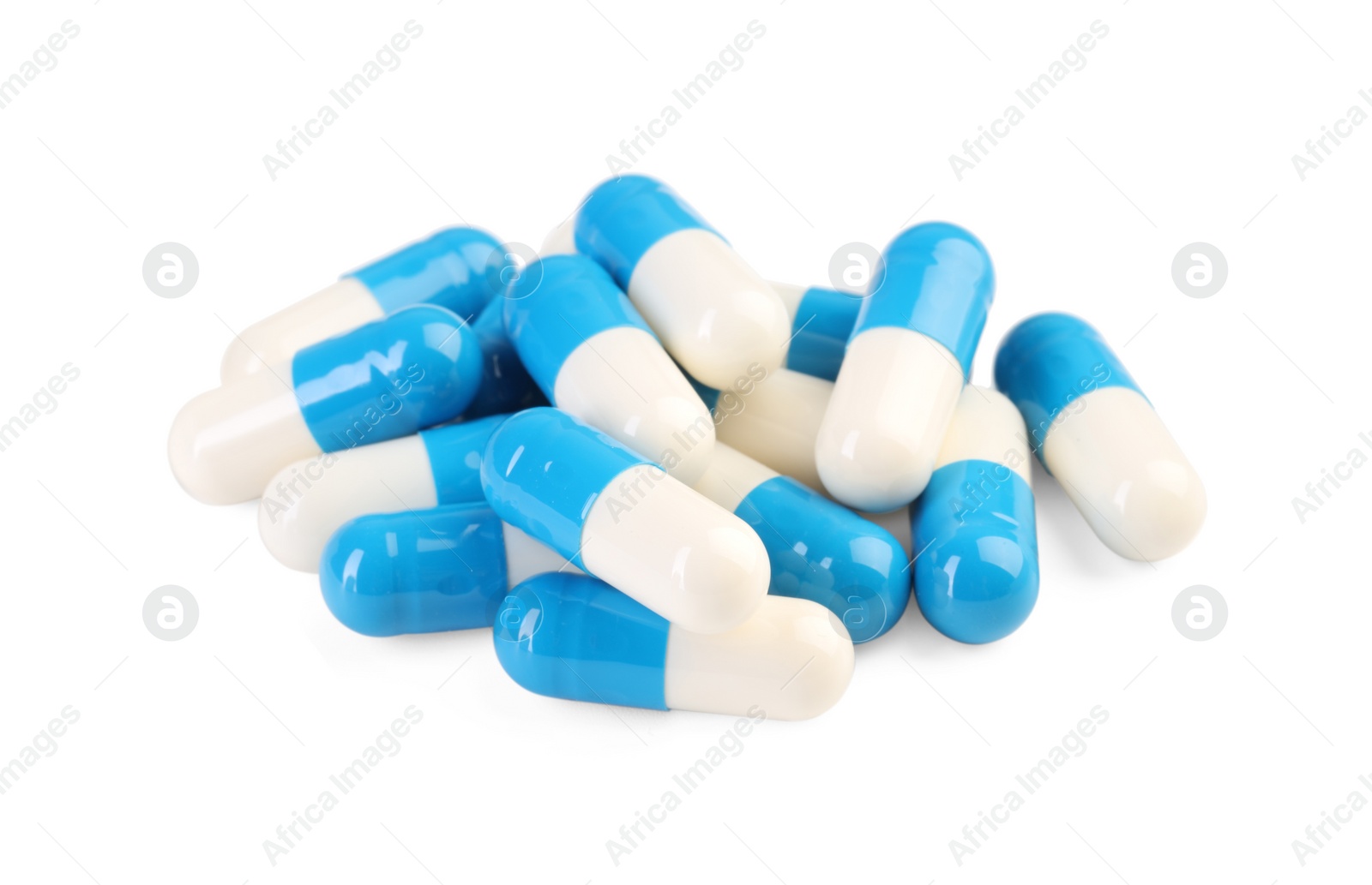 Photo of Pile of antibiotic pills isolated on white