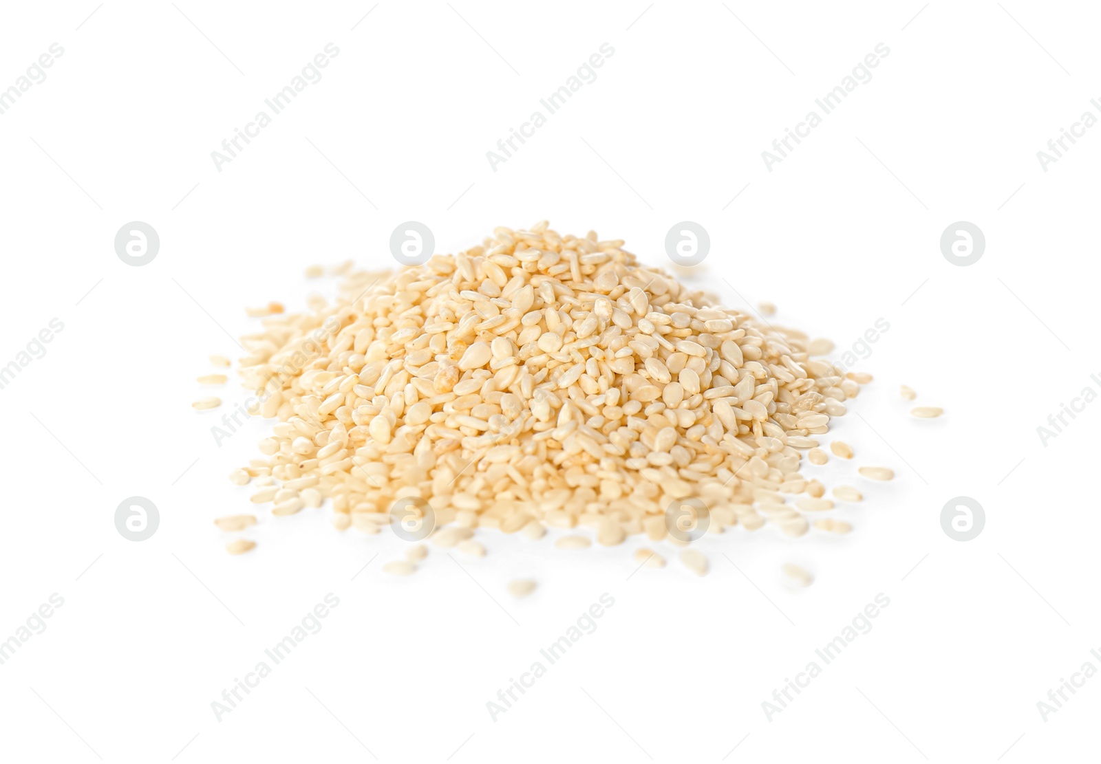 Photo of Pile of sesame seeds on white background