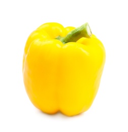 Ripe yellow bell pepper on white background