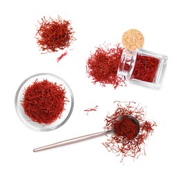 Aromatic saffron isolated on white, top view