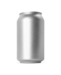 Photo of Can of energy drink isolated on white. Mockup for design