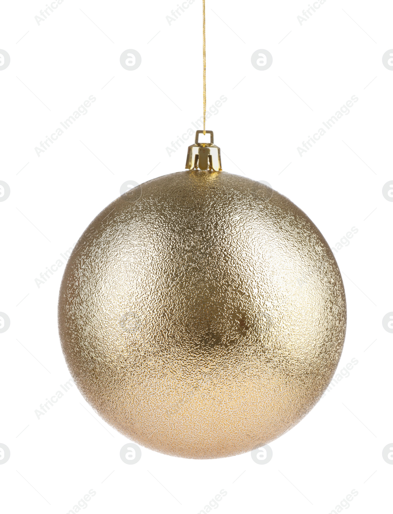 Photo of Beautiful golden Christmas ball isolated on white