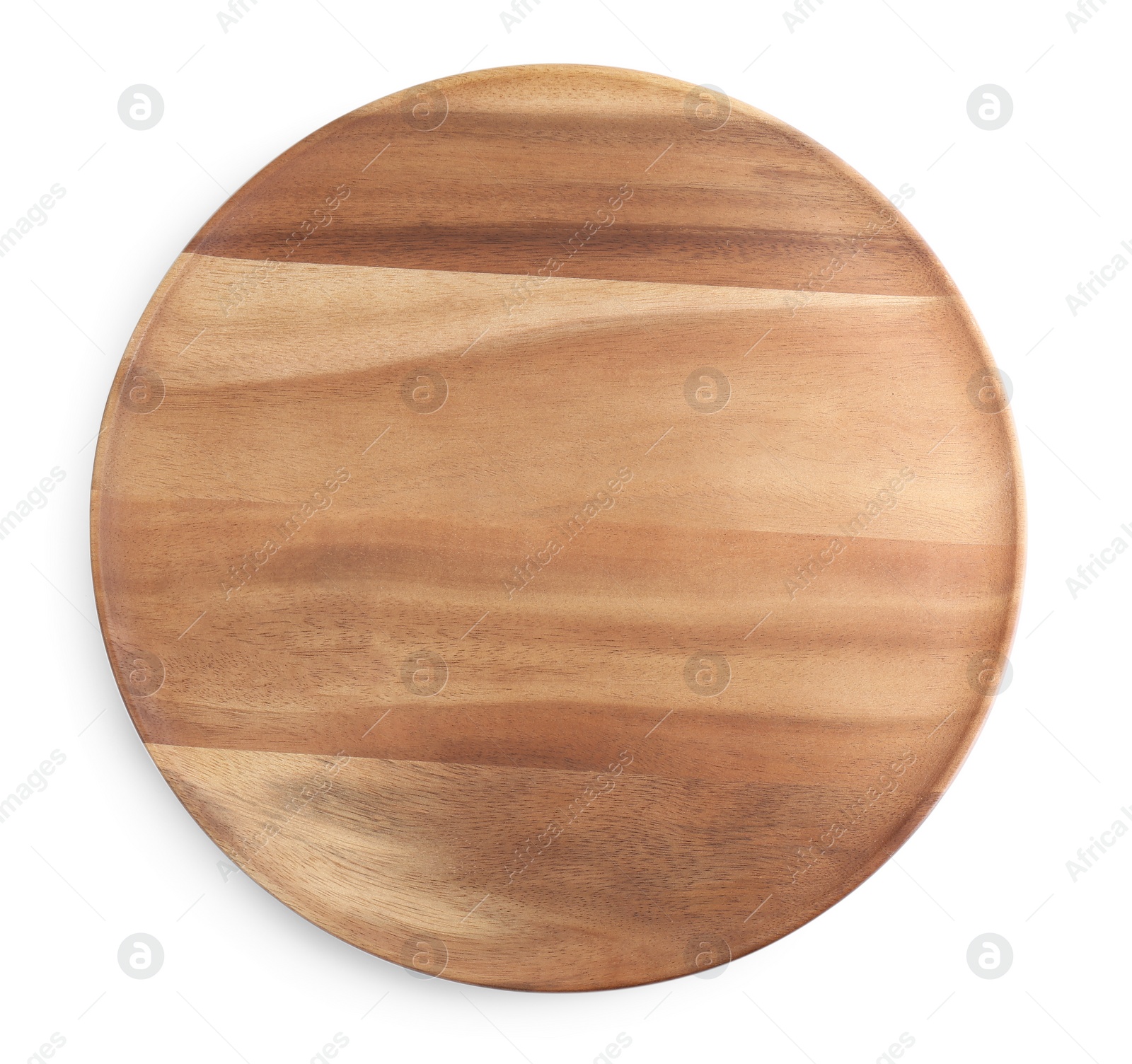 Photo of Wooden board on white background, top view