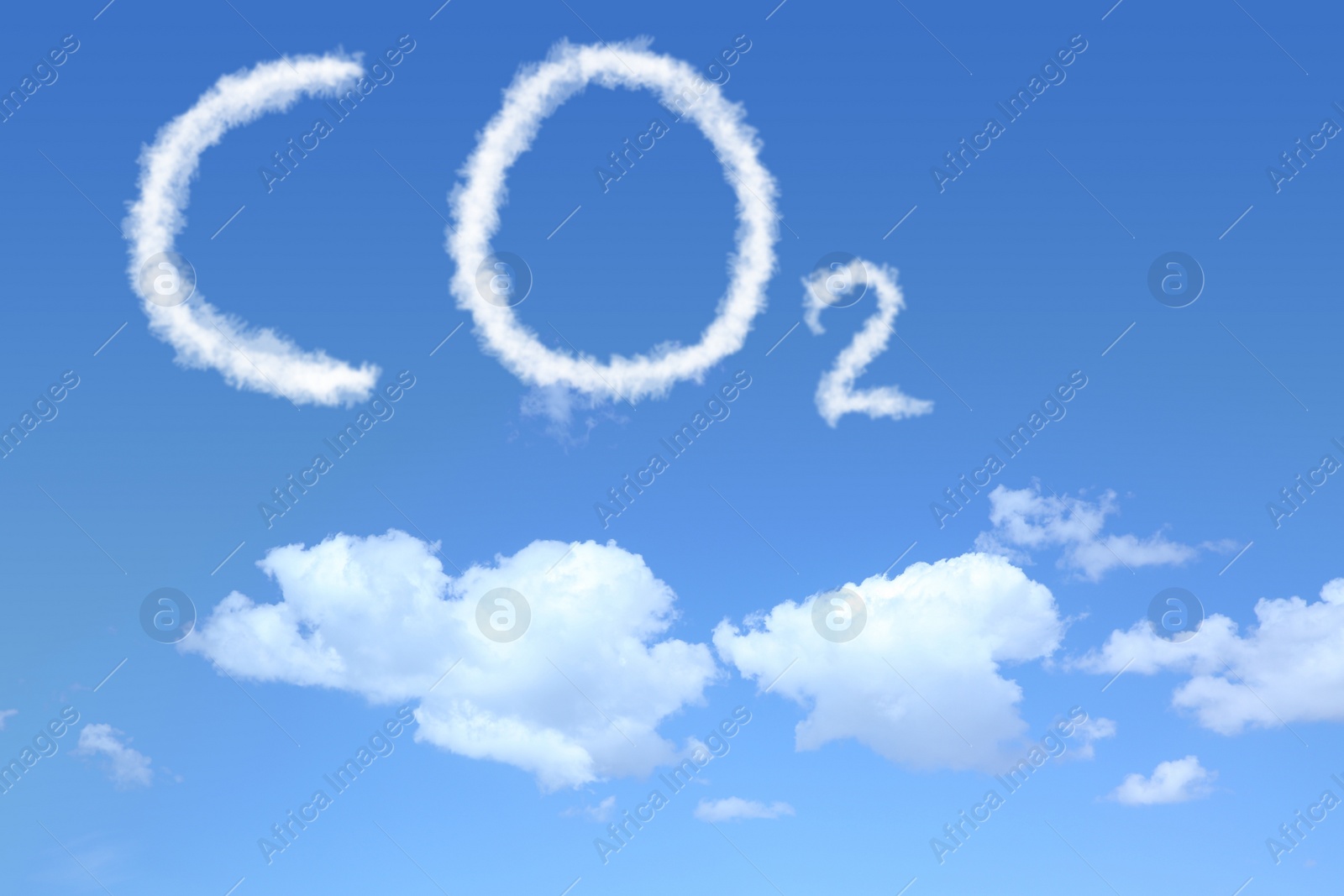 Image of CO2 emissions. View of blue sky with white clouds