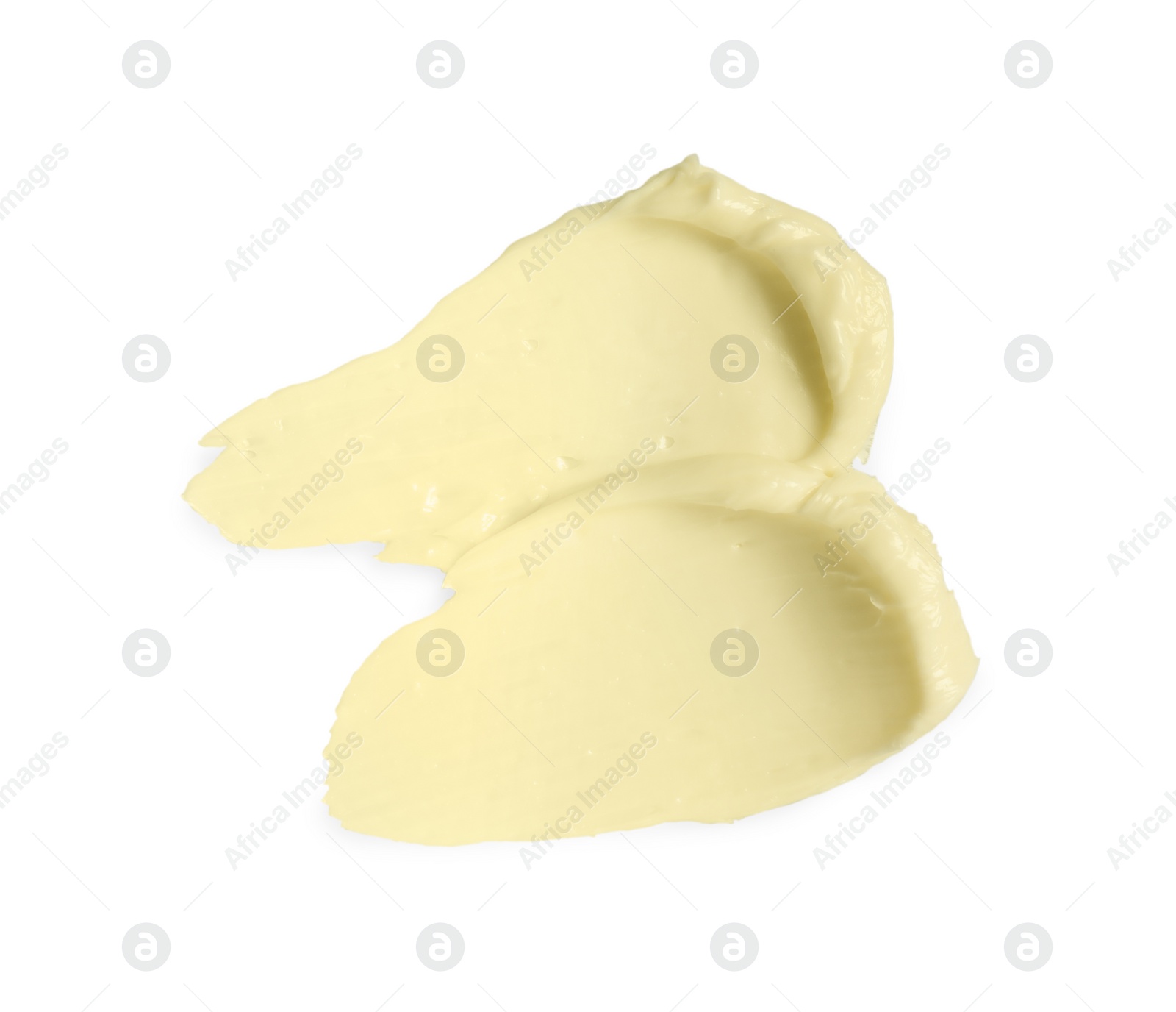 Photo of Tasty butter on white background, top view