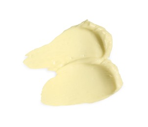 Photo of Tasty butter on white background, top view