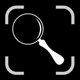 Image of Magnifying glass in frame, illustration on black background