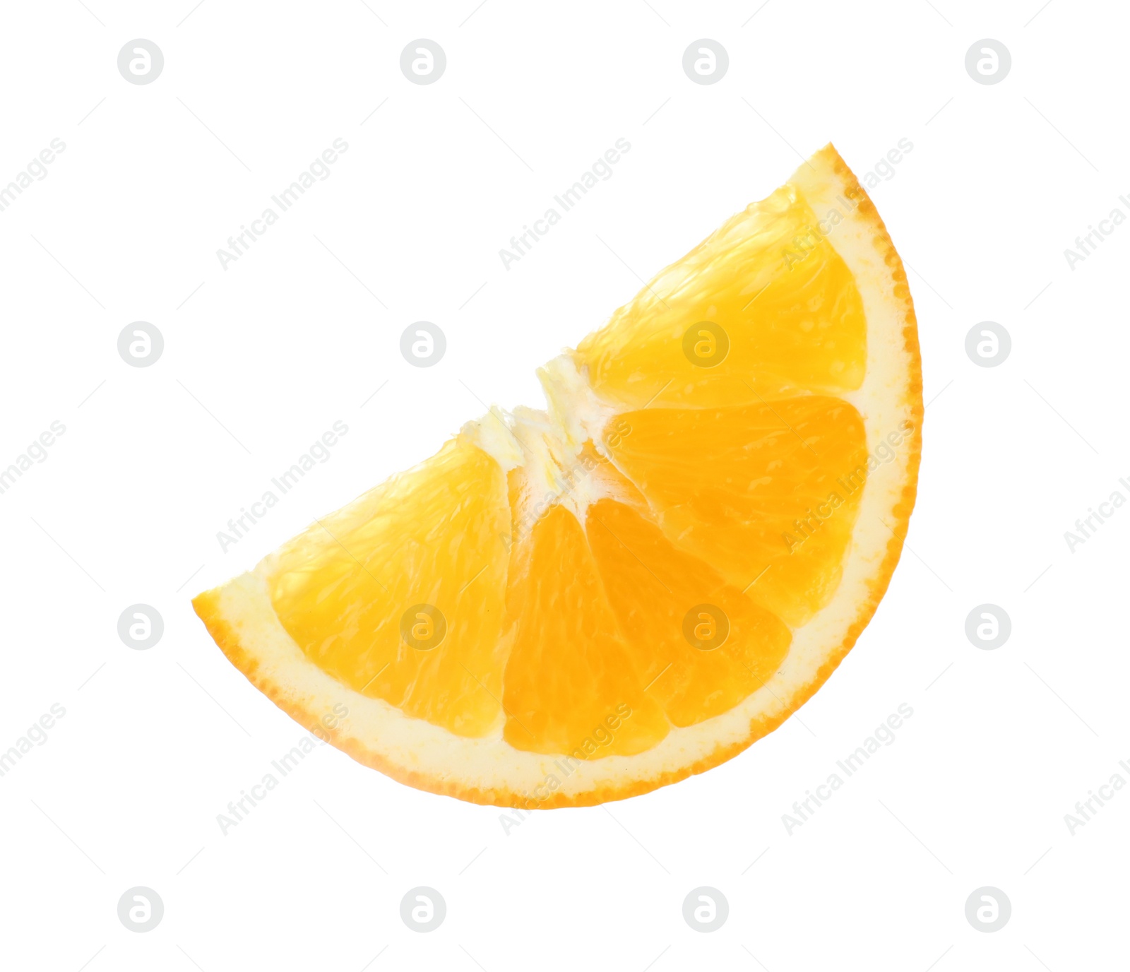 Photo of Slice of ripe orange isolated on white