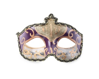 Beautiful purple carnival mask isolated on white