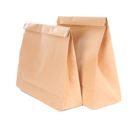 Paper bags isolated on white. Mockup for design