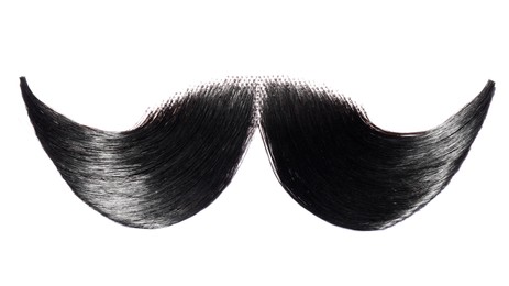 Photo of Stylish artificial black moustache isolated on white