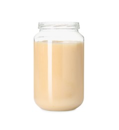 Baby food. Tasty healthy puree in jar isolated on white