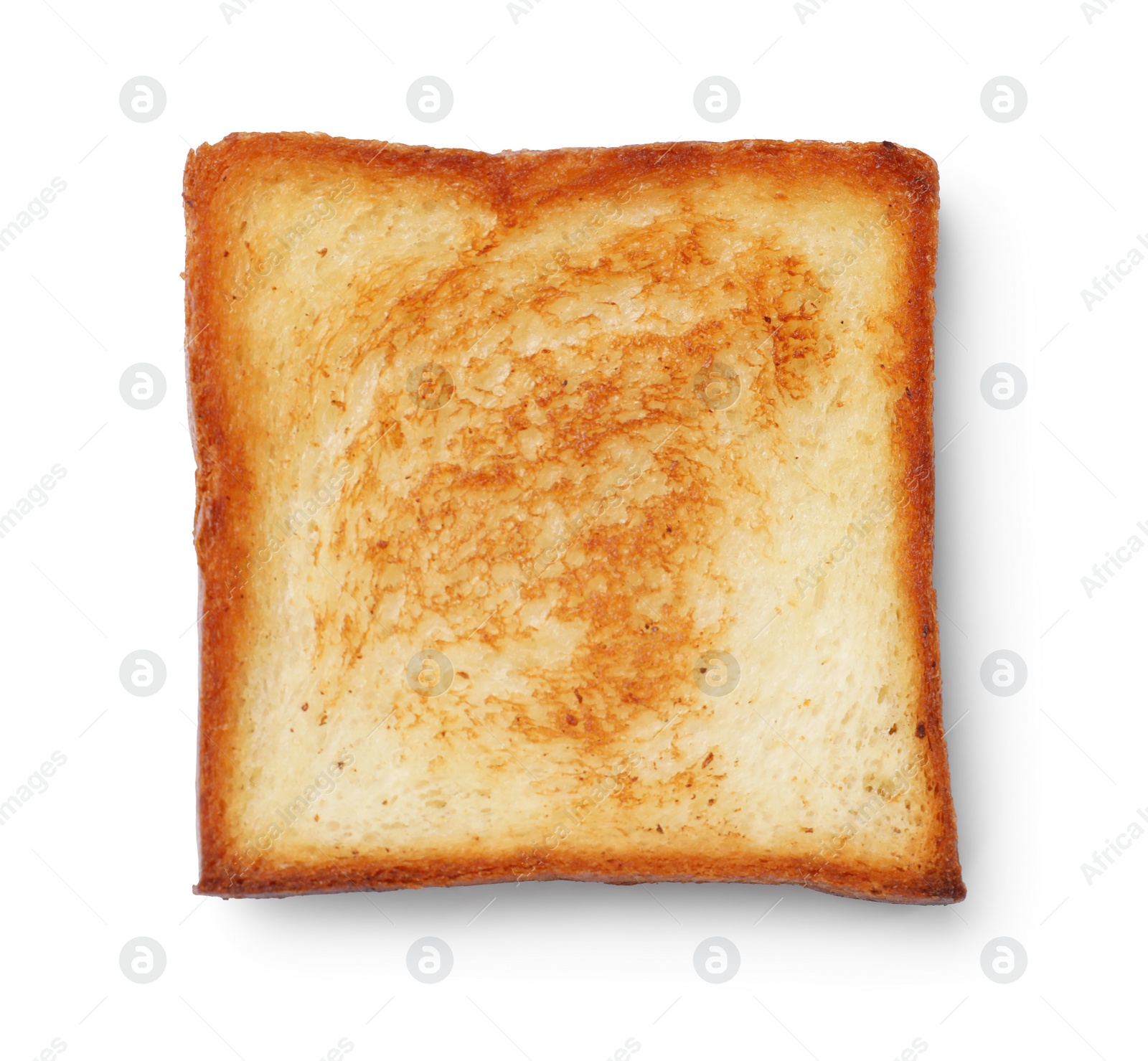 Photo of One piece of fresh toast bread isolated on white, top view