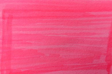 Photo of Abstract painting drawn with pink marker as background, top view