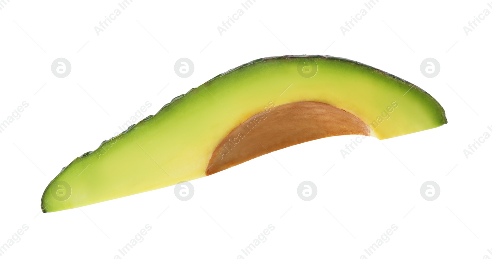 Photo of Slice of tasty ripe avocado isolated on white