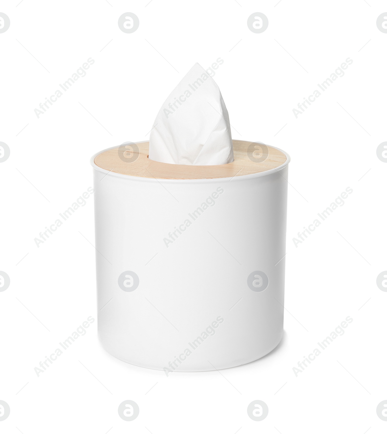 Photo of Holder with paper tissues isolated on white