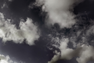 Image of Sky covered with rainy clouds. Stormy weather