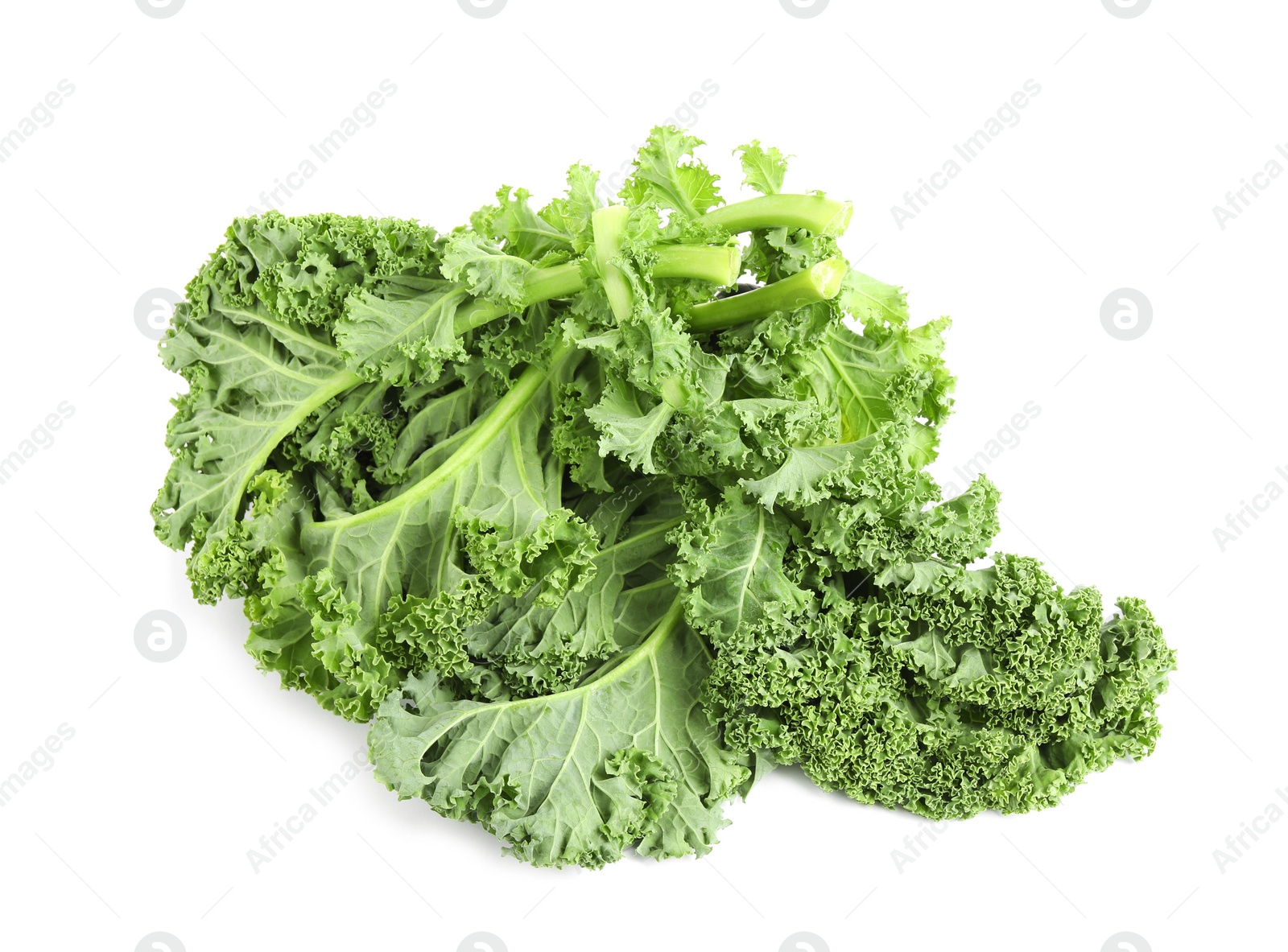 Photo of Fresh green kale leaves isolated on white