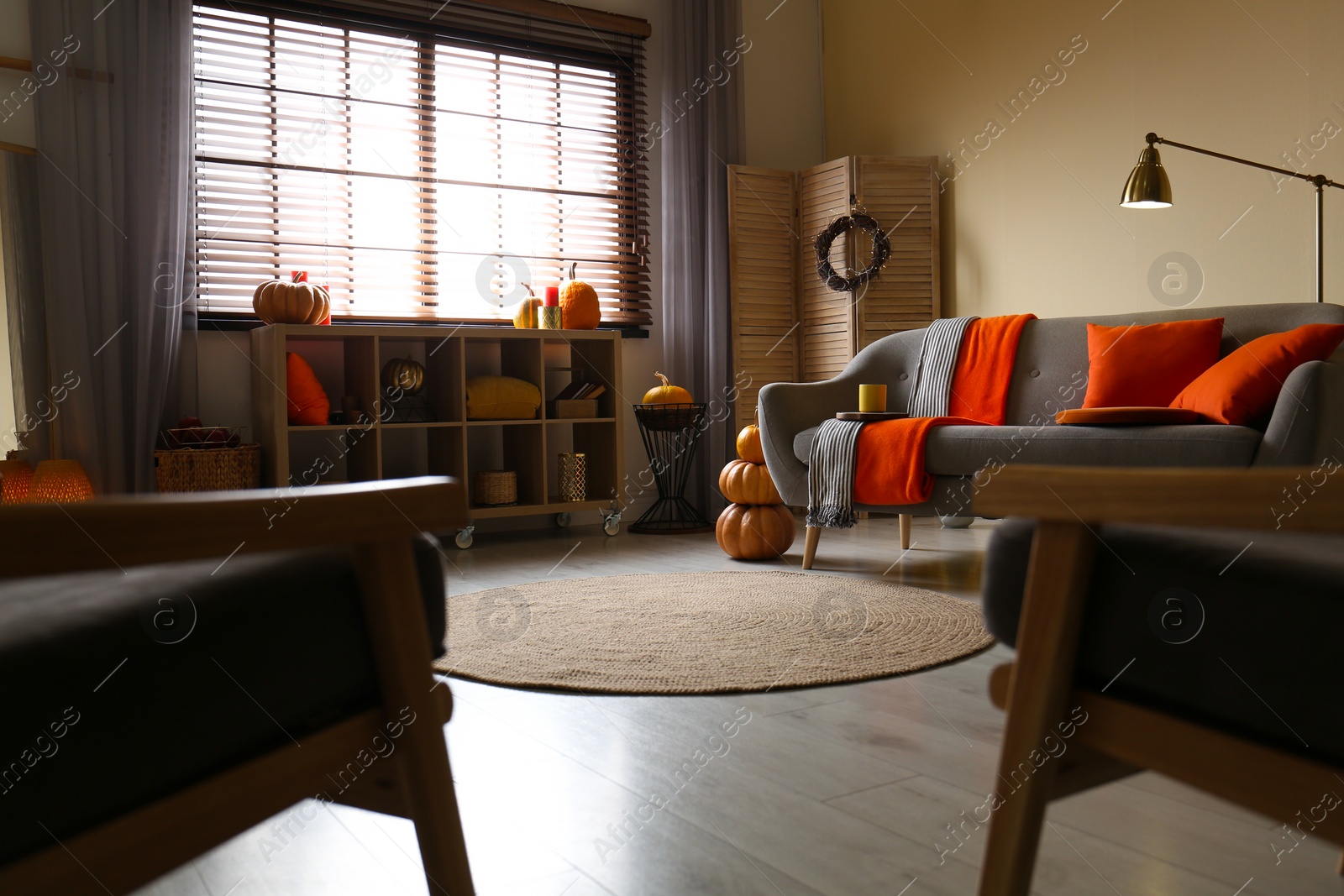 Photo of Cozy living room interior inspired by autumn colors