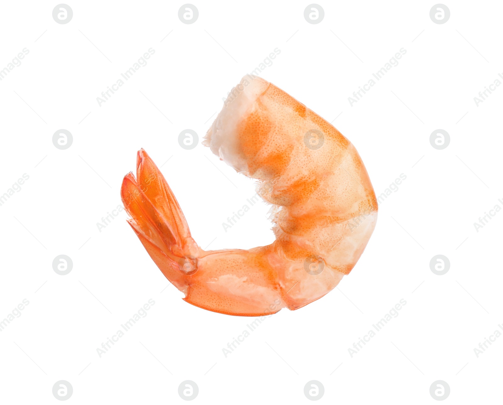 Photo of Delicious cooked shrimp isolated on white. Healthy seafood