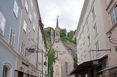 SALZBURG, AUSTRIA - JUNE 22, 2018: St.Blaise's church on city street