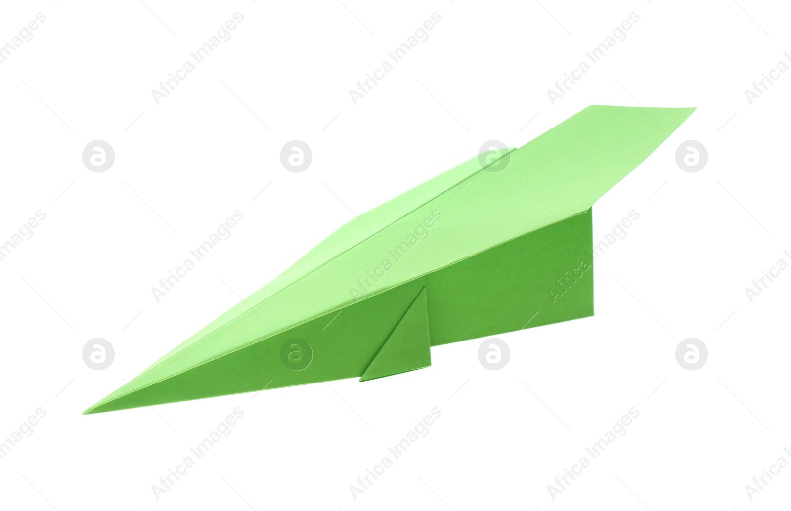 Photo of Handmade green paper plane isolated on white