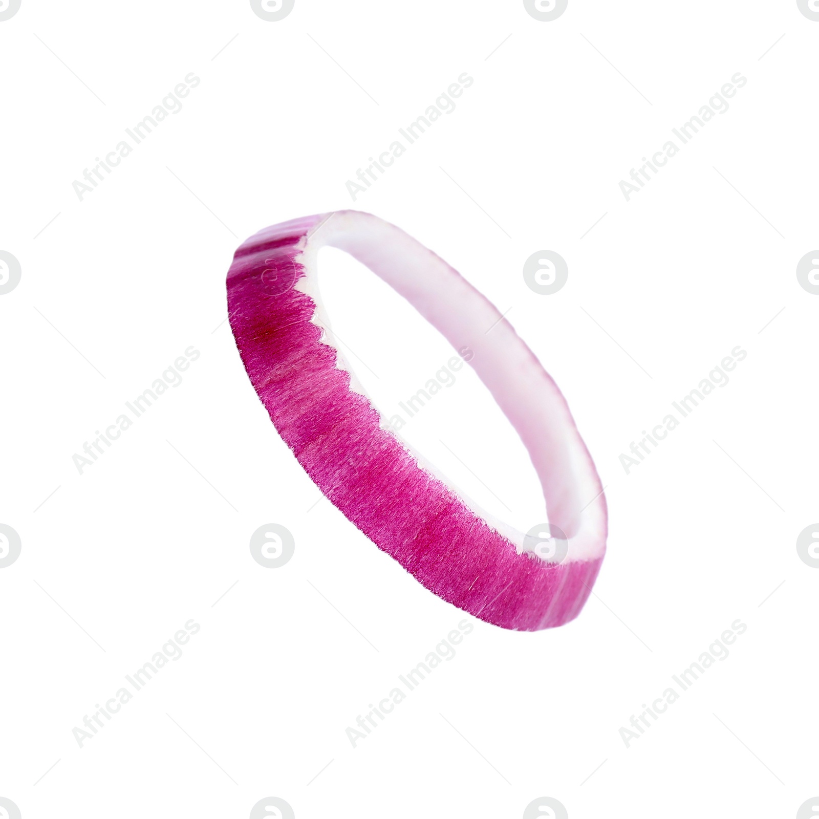 Photo of Sliced red onion ring on white background