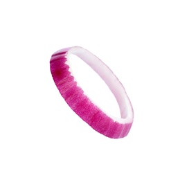 Photo of Sliced red onion ring on white background