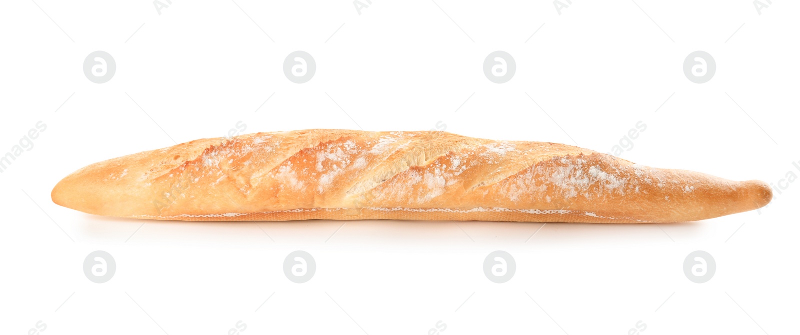 Photo of Tasty baguette isolated on white. Fresh bread