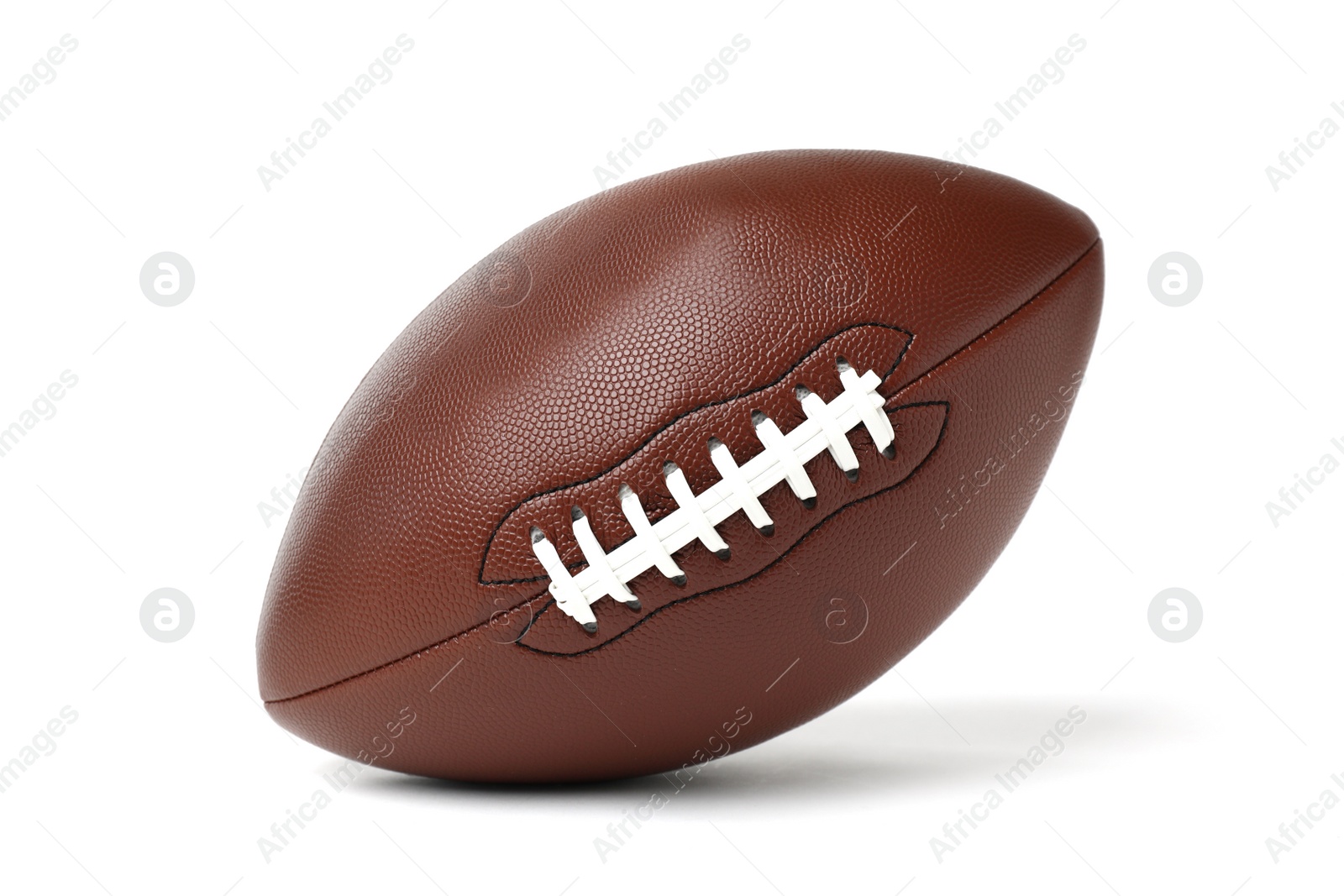 Photo of Leather American football ball on white background