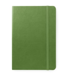 Image of Green notebook isolated on white, top view