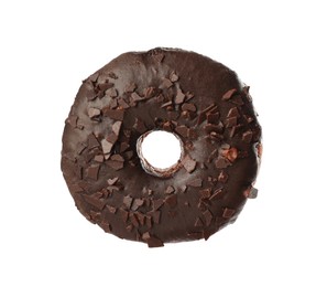 Photo of Sweet tasty glazed donut with chocolate isolated on white