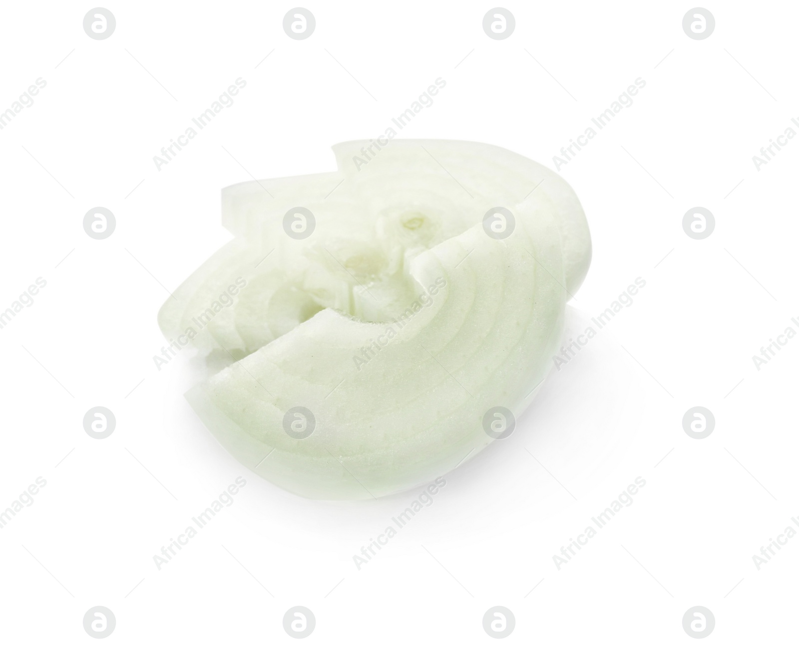 Photo of Fresh onion rings on white background