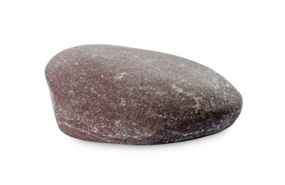 Photo of One brown stone isolated on white. Sea pebble