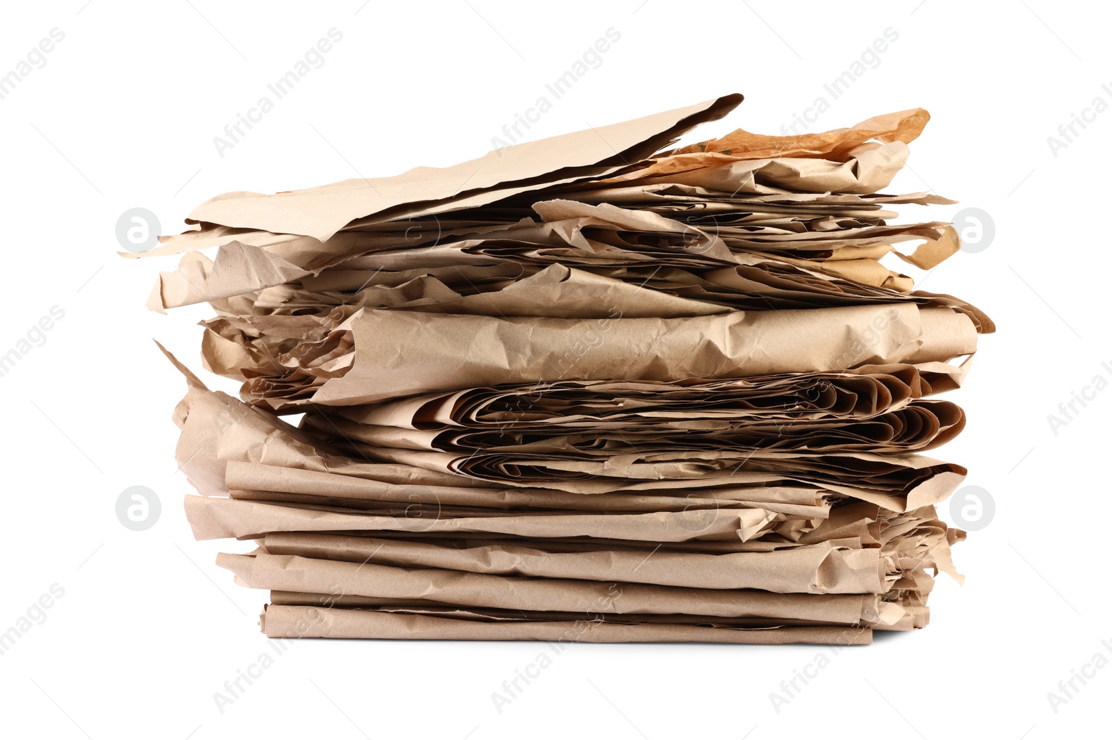 Photo of Stack of waste paper isolated on white