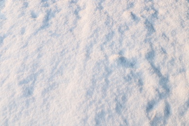 Beautiful snow as background, closeup view. Winter weather
