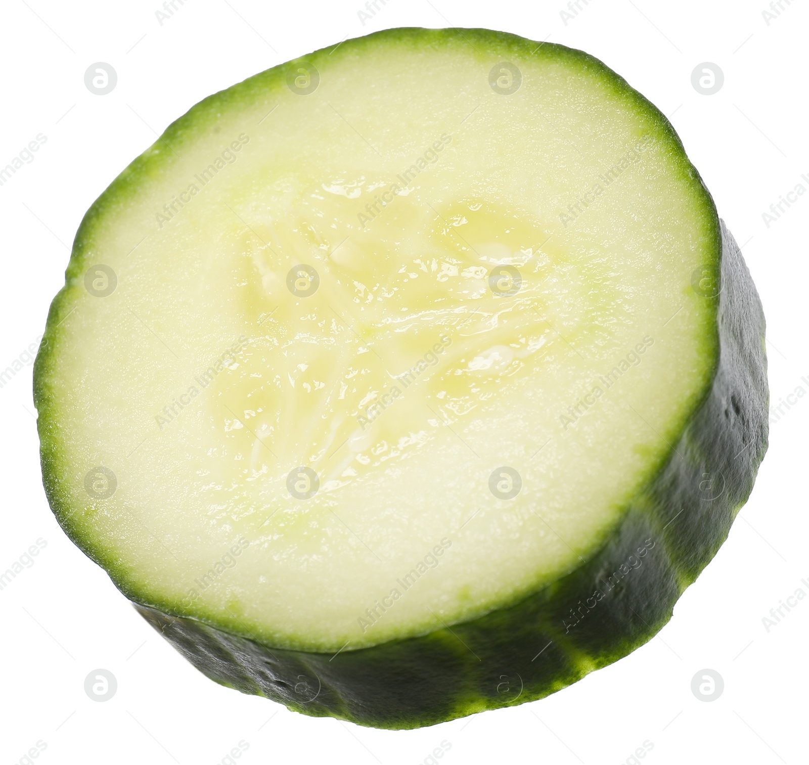 Photo of Slice of fresh cucumber isolated on white