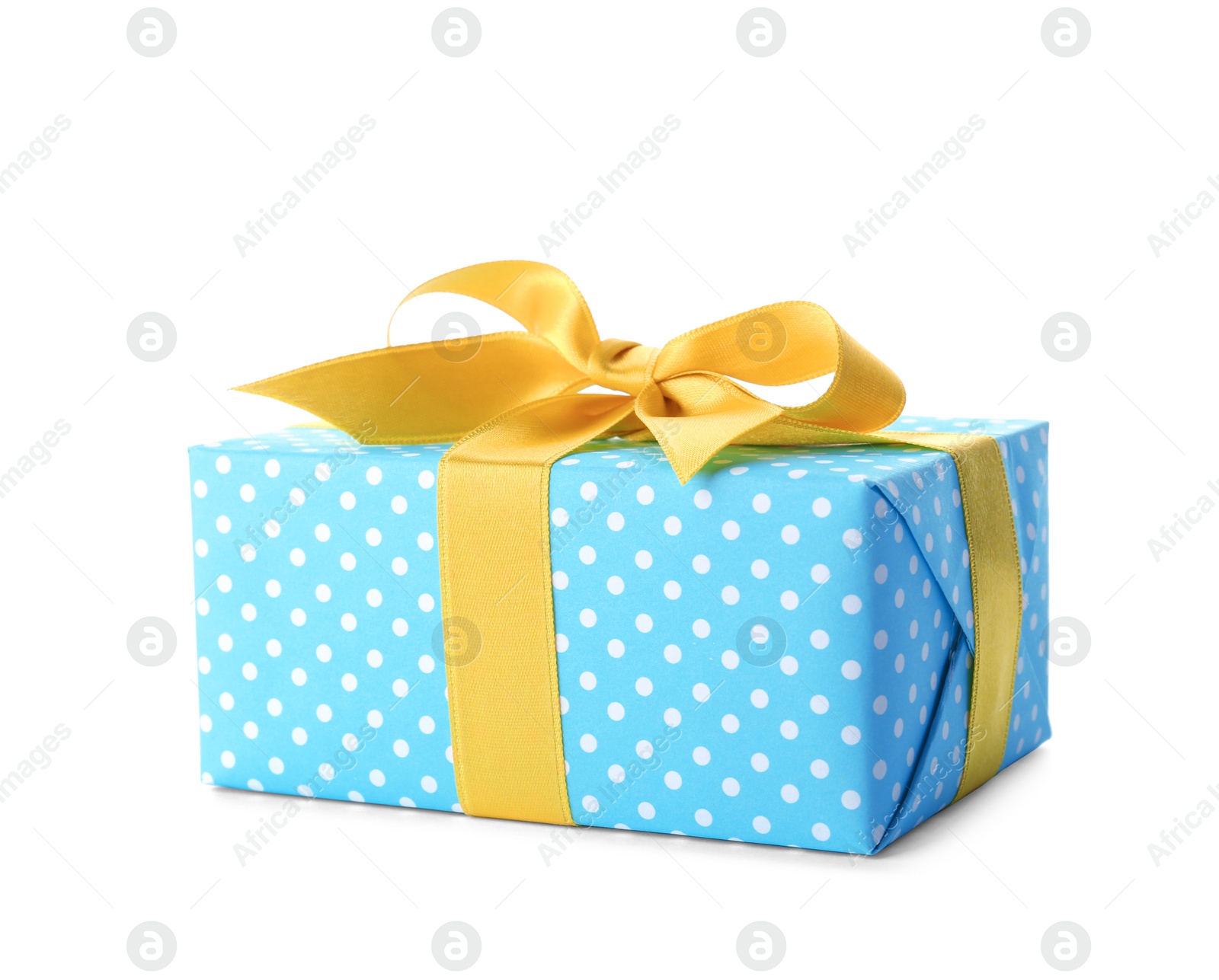 Photo of Gift box with ribbon on white background