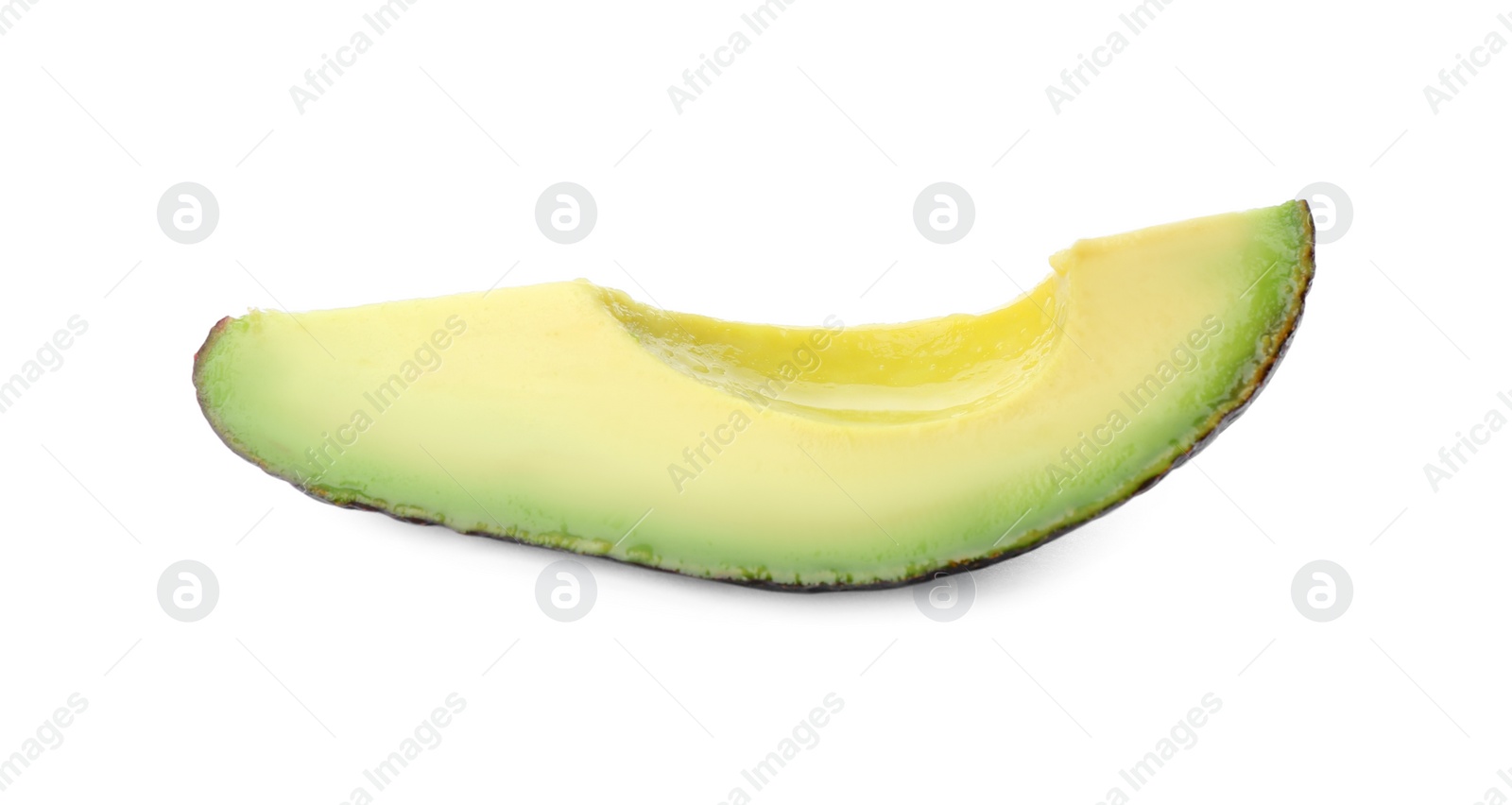 Photo of Slice of ripe avocado isolated on white