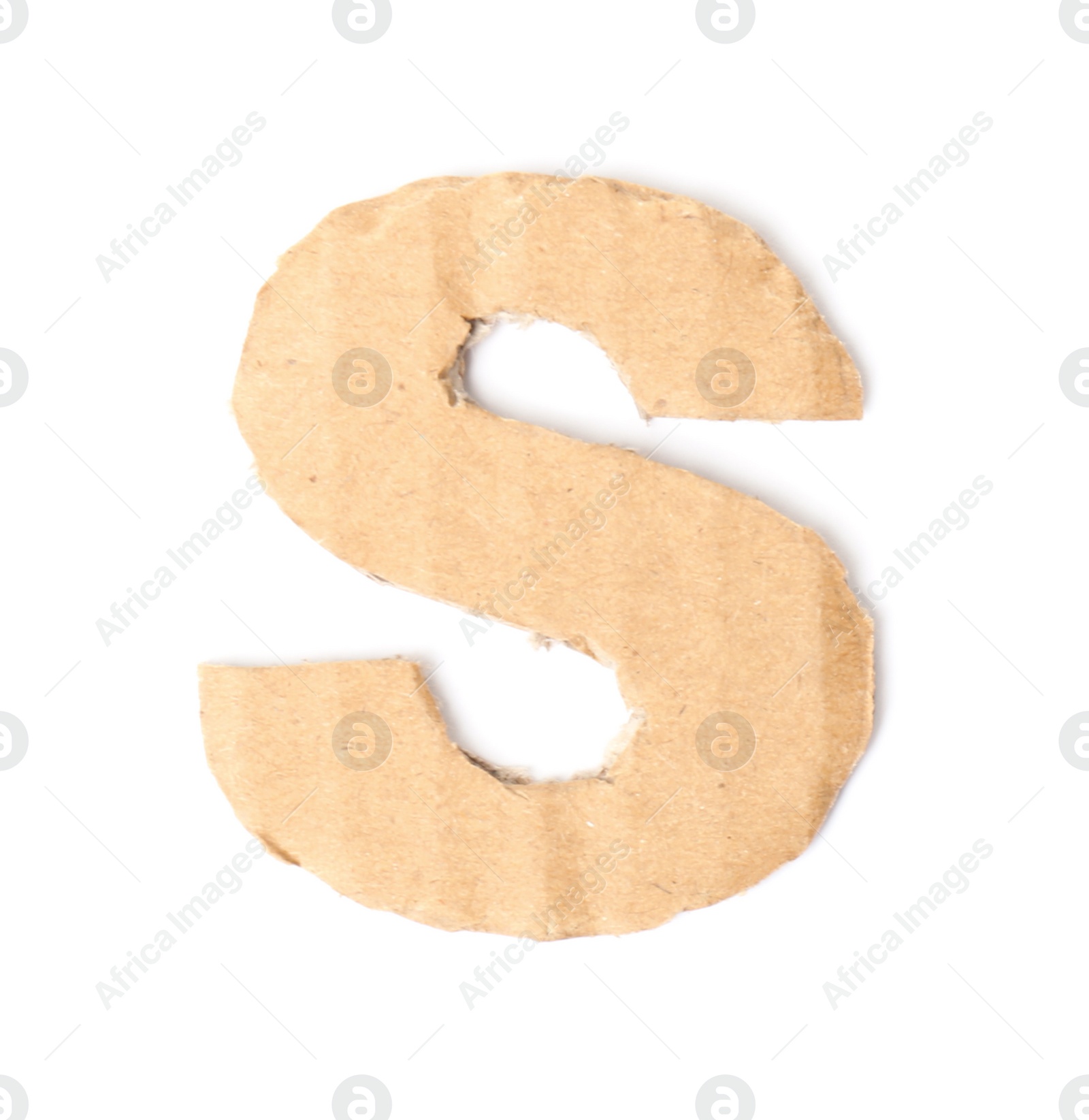 Photo of Letter S made of cardboard on white background