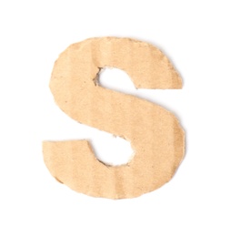Photo of Letter S made of cardboard on white background