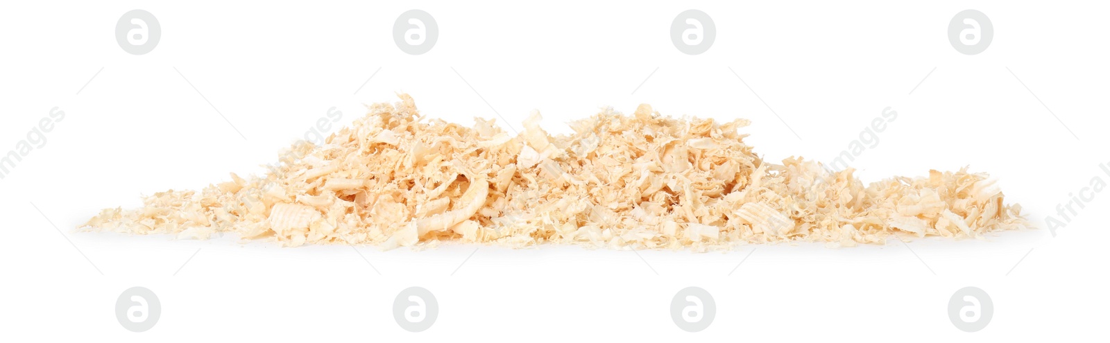 Photo of Pile of natural sawdust isolated on white