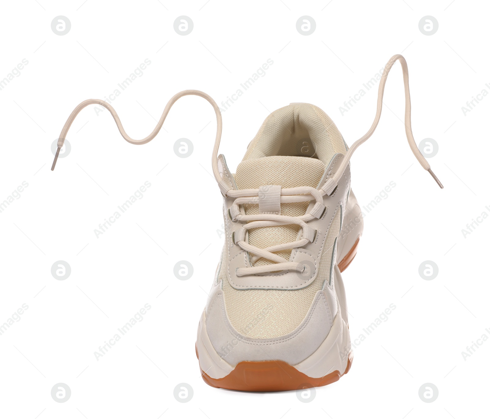 Photo of One stylish new sneaker isolated on white