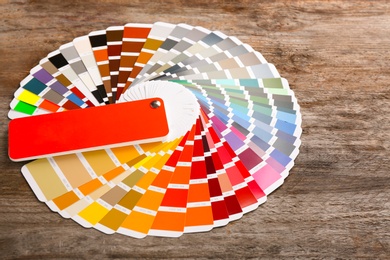 Color palette samples on wooden background