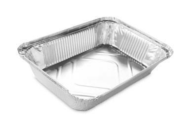 Photo of One aluminum foil container isolated on white